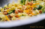 Pasta with broccoli, spicy gorgonzola , walnuts and orange.